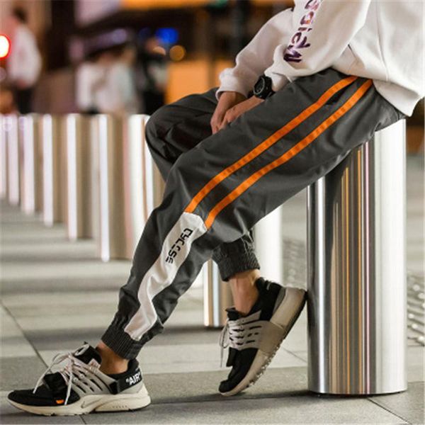 

striped patchwork harem pants mens 2021 hip hop printed color block casual joggers sweatpants trousers male streetwear m-5xl men's, Black