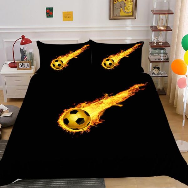 

bedding set single fire football print sport duvet cover king size home use full twin unique design bed quilt sets