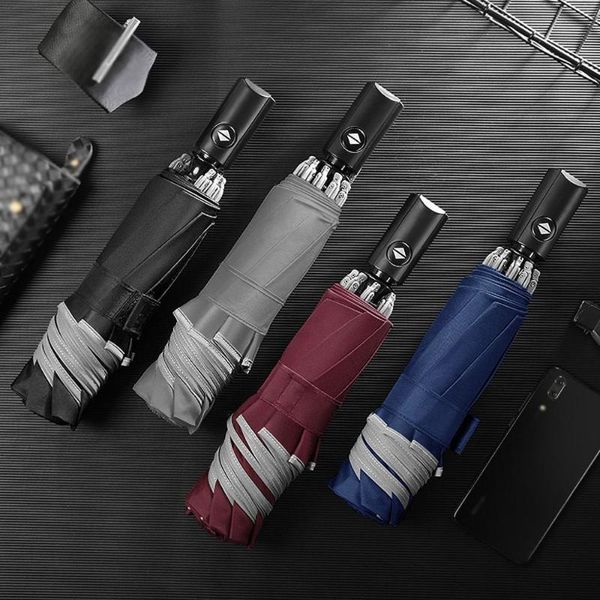 

umbrellas 10 bones automatic umbrella reverse folding business with reflective strips rain for men women gear