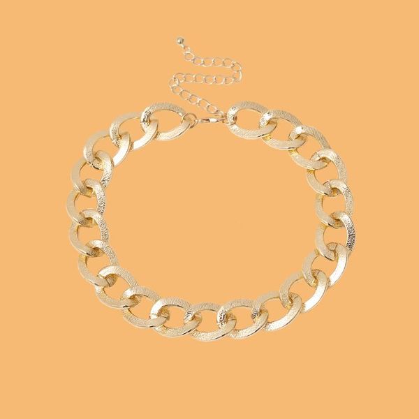 

chains hip hop thick link necklace on the neck chunky short choker necklaces collar for women/men fashion statement jewelry 2021, Silver