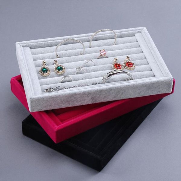 

storage boxes & bins velvet suede ring earrings organizer ear studs jewelry display stand holder rack showcase plate fashion box case casket