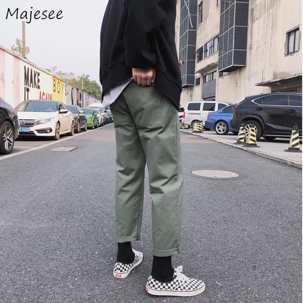 

pants men large size solid simple drawstring pockets leisure all-match korean style harem pant mens trendy daily trousers chic, Black