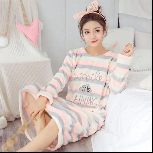 

winter flannel nightdress nightwear womens sleepwears set soft and comfortable cartoon color leisure long sleeve sleepwear, Black;red