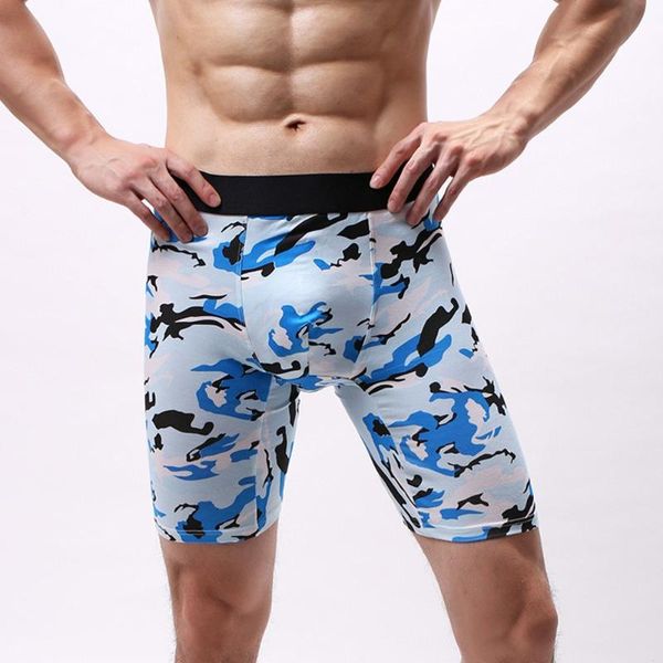 

underpants sports men long boxer shorts cotton camouflage print breathable underwear, Black;white