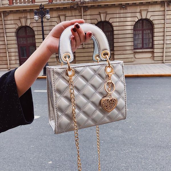 

orange tote bag 2021 fashion patent leather women's designer handbag lingge chain shoulder school bags