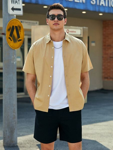 

men drop shoulder solid shirt q7tj#, White;black