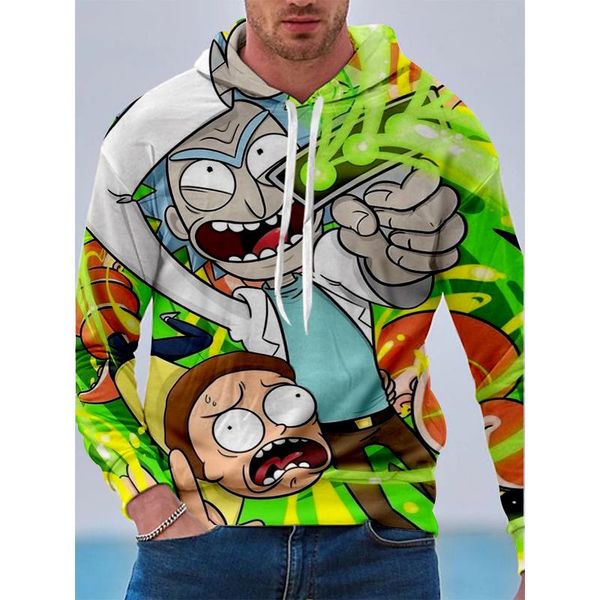 

red giant pattern men's 3d printing rick customized hoodie visual impact party punk gothic round neck american sweater hoodie, Black