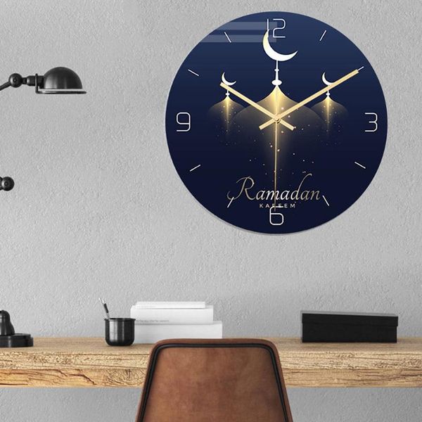

muslim moon mosque clock frameless round modern design wall hanging ornament eid mubarak islam ramadan festival dec clocks