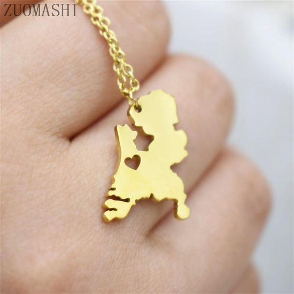 

pendant necklaces netherlands necklace map holland dutch souvenir stainless steel pendants jewelry women, Silver