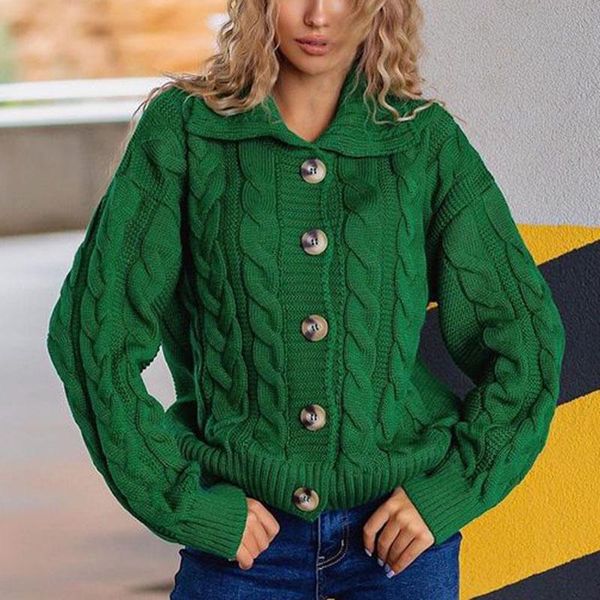 

women's knits & tees floy fashion turn down collar cardigan sweaters women elegant solid single breasted sweater long sleeve ladies, White