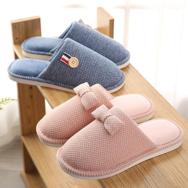 

slippers cotton home men and women warm non-slip indoor shoes mens, Black
