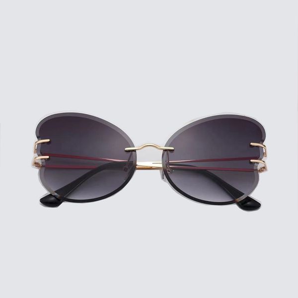 

2021 brand design butterfly sunglasses fashion high-end anti-reflective frameless goggles metal beauty, White;black