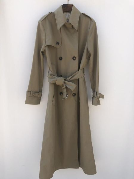 

women's trench coats windbreak triple-breasted long sleeve turn-down collar with letters embroidered waist sashes coat autumn 2021, Tan;black