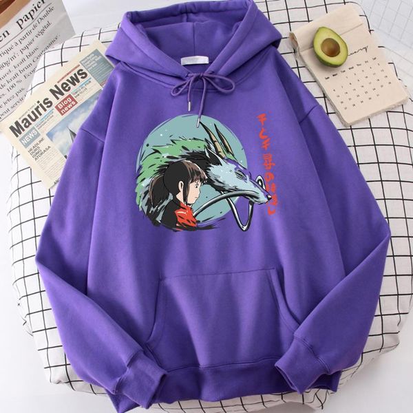 

men's hoodies & sweatshirts japan anime spirited away fashion printed streetwear men crewneck pocket fleece sweatshirt thicken pullover, Black