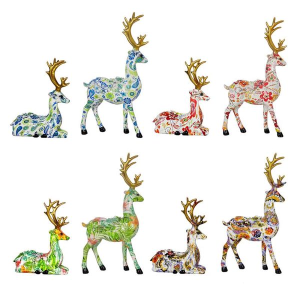 

party decoration 2pcs creative elk tv decor animal deer statues for indoor christmas housewarming