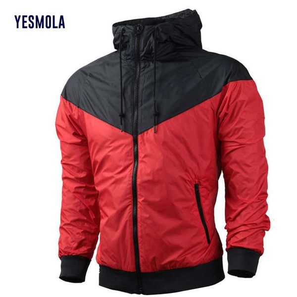 

men's jackets yesmola autumn sports jacket casual windbreaker hooded windproof zipper for youth running, Black;brown