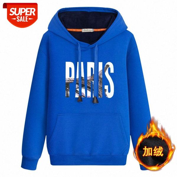 

plush thick sweater men's tide hooded warmth junior high school students middle-aged youth hoodies #5u9i, Black