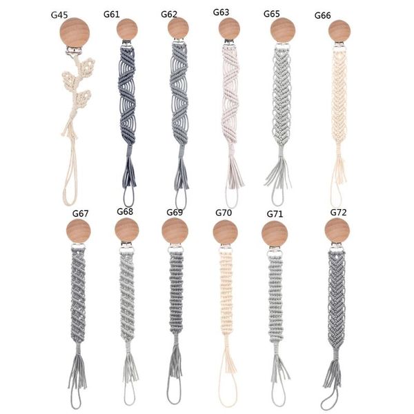 

baby pacifier clips woven cotton rope chain infant nipple soother dummy holder clip pacifiers#