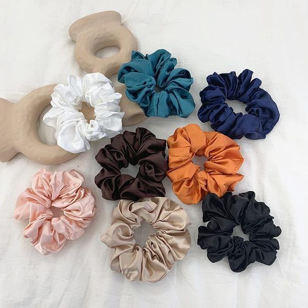 

aphrodite satin hair ties scrunchies solid color rubber bands elastic headband women girls ponytail holder accessories1
