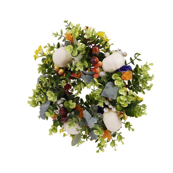 

decorative flowers & wreaths artificial white pumpkin wreath green leaf front door decoration autumn suitable for indoor wal