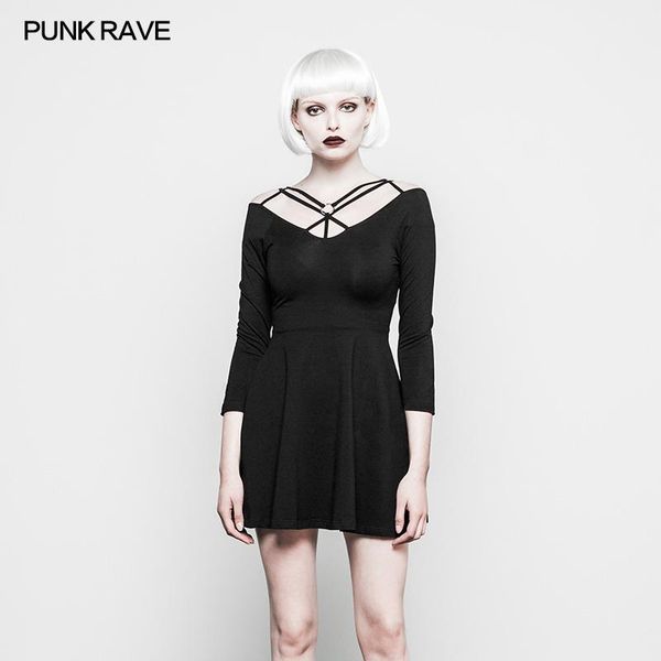 

casual dresses punk rave mini backless straps strapless dress summer rock goth fashion opq295, Black;gray