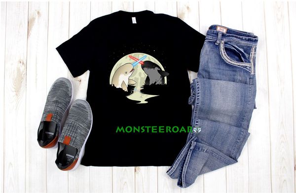 

galaxy dolphin animal fish space wars alien funny black t-shirt, White;black