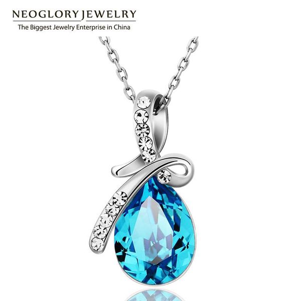 

pendant necklaces neoglory austrian crystal rhinestone brand charm & pendants fashion jewelry birthday gifts 2021 js11 b1, Silver