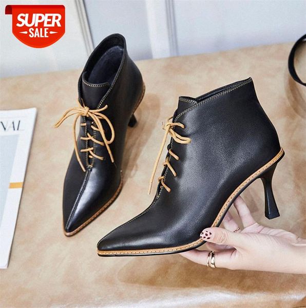 

the first layer of sheepskin ladies fashion boots, leather warm and velvet high-heeled women's low-boots #xd4a