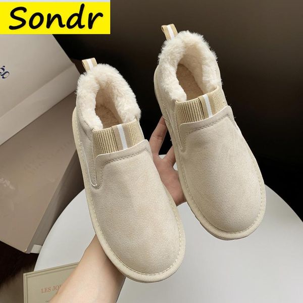 

boots fashion couple winter comfortable sneakers women outdoor fur lined warm snow shoes casual running basket homme, Black