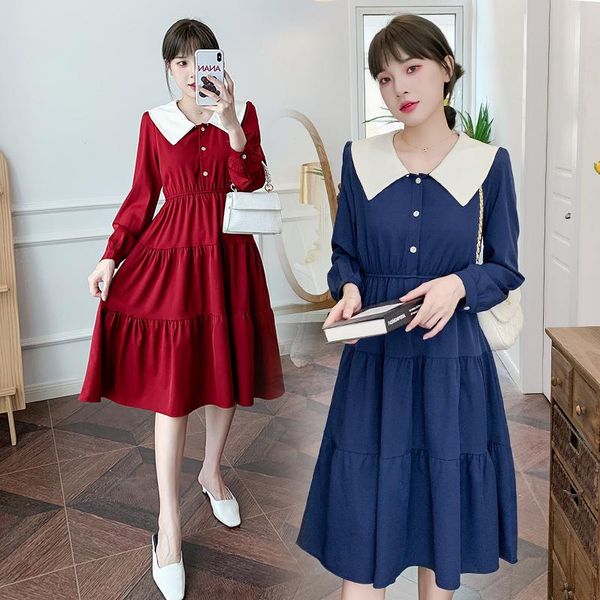 

bras during the spring and autumn fashion doll brought out red cake pleated skirt leisure lactation dress, Red;black