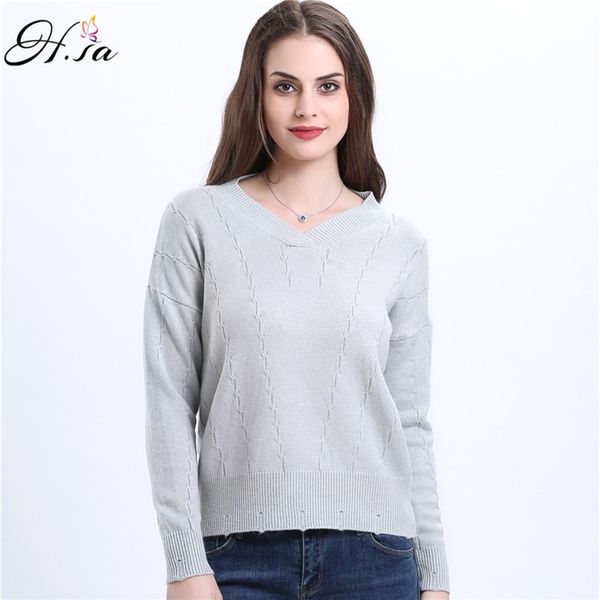 

hsa autumn winter sweaters pull jumper candy color v neck basic pullovers ladies casual loose femme 210430, White;black
