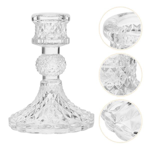 

2pcs simple glass candle holder deskstand clear candlestick holders