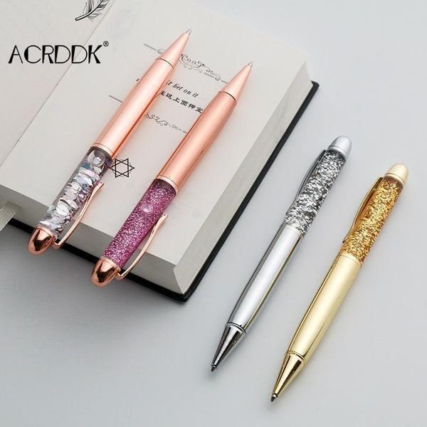 

ballpoint pens metal pen quicksand sequin signature business office gift ballpen school supplies stationery student df, Blue;orange