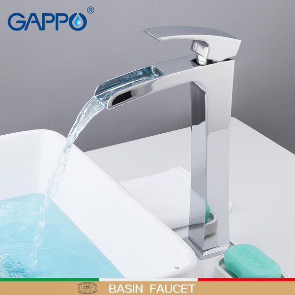 

bathroom sink faucets gappo basin torneira mixer chrome deck mounted taps waterfall brass faucet water