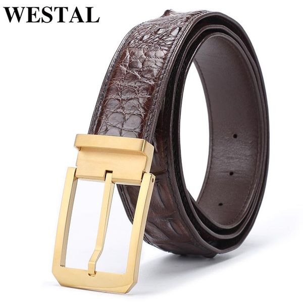 

belts westal croco leather belt luxury vintage metal pin buckle design brand strap male for jeans designer men 180, Black;brown