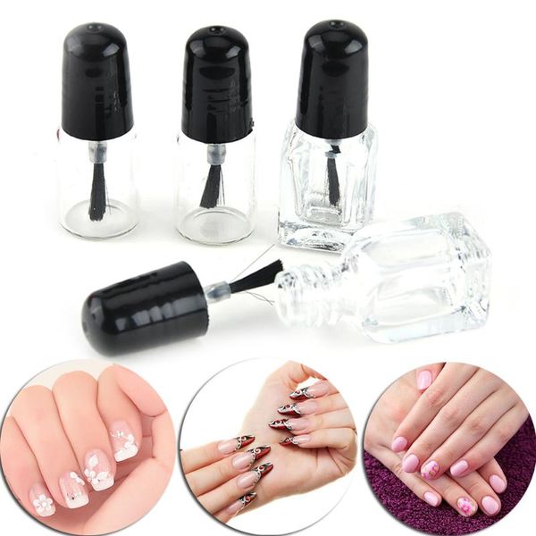 

storage bottles & jars 1pc 2ml/3ml transparent glass nail polish bottle empty with lid brush cosmetic containers