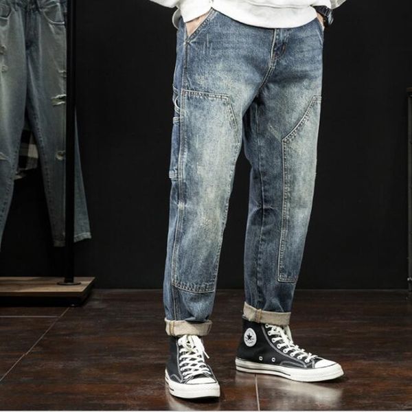 

men's jeans hip hop loose jeans, casual wear, charge, large, Blue