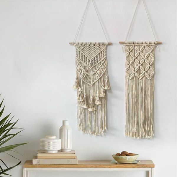 

tapestries macrame boho tapestry with tassel cotton rope handwoven wall hanging for living room bedroom home decoration