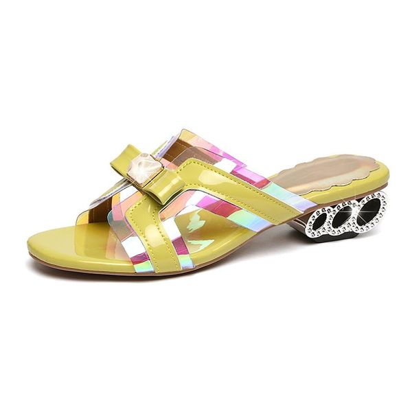 

summer temperament slippers korean fashion sequined mid-heel sandals women, Black