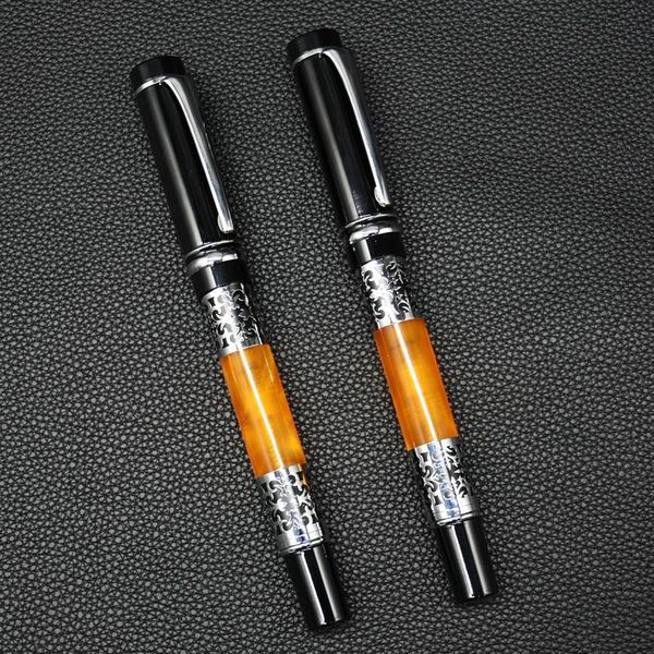 

pcs luxury business fountain pen classic black-orange ink gift signature school office supplies pens