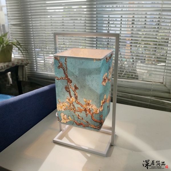 

japanese square iron frame table new chinese zen bedroom bedside small night lamp warm light adjustable led