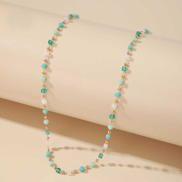 

pendant necklaces bohemian colorful bead chain choker necklace for women charm handmade party jewelry drop naszyjnik, Silver