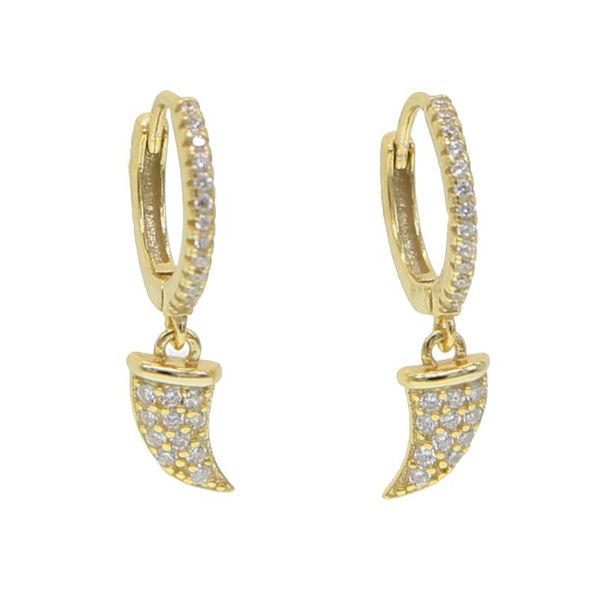 

dangle & chandelier women gold filled elegant jewelry 925sterling silver micro pave cz horn earring sparking delicate