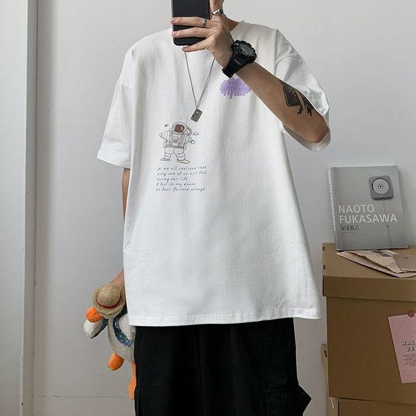 

summer short-sleeved men's t-shirt hip-hop printed sports bottoming shirt t-shirts, White;black