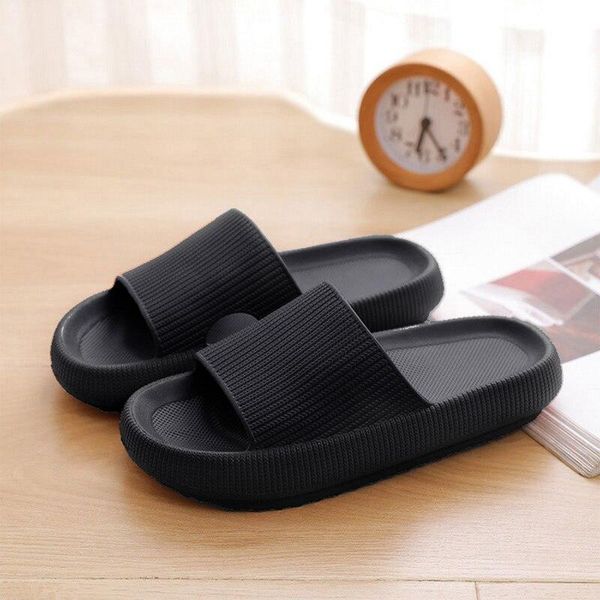 

mens and womens thick-soled slippers indoor breathable bathroom thin for bathing shoes non-slip high-quality fashion, Black