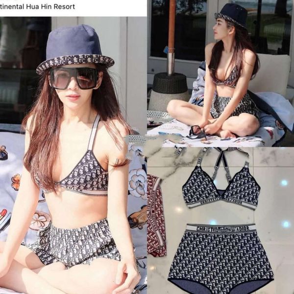 

swimwear carnini di split swimsuit print backless bikini, White;black