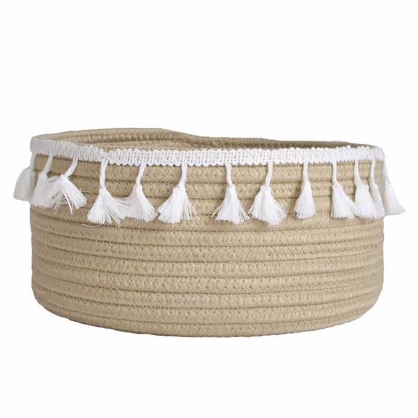 

cotton rope storage baskets weaving nordic home sundries baby toys candy tassels storages basket desksmall organizer box