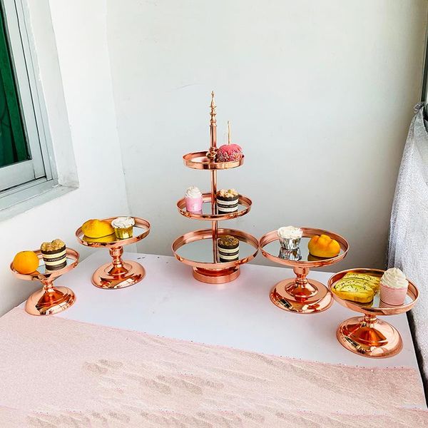 

other bakeware 1pcs-5pcs metal cake stands, 3 tiers , rose gold color
