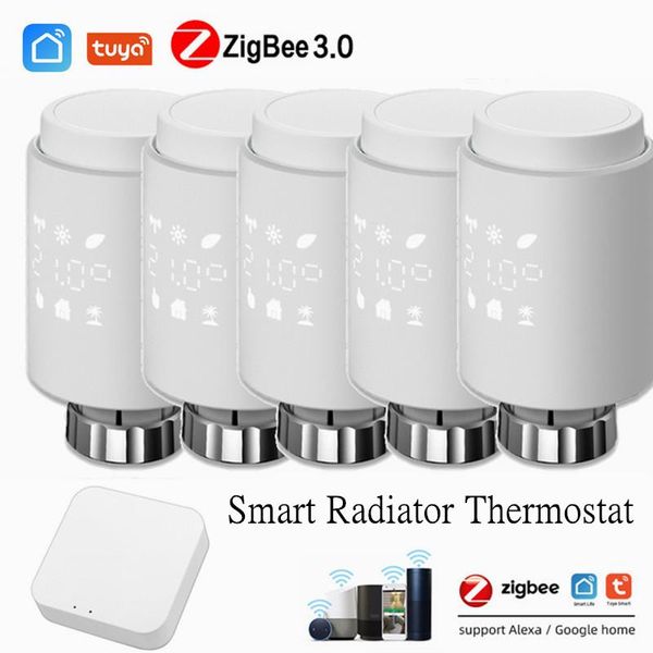 

smart home control trv zigbee 3.0 radiator actuator programmable thermostatic valve temperature controller voice via alexa