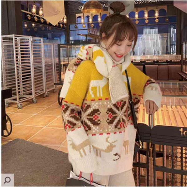 

women's sweaters year's old retro red women's head sweater autumn and winter released thick woolen jacket ebxp, White;black
